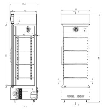 Getränkekühlschrank 290 Liter mit Leuchtaufsatz "schwarz"