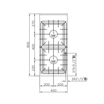 BERTOS ITALIA S900 - Gasherd 2 Brenner - Kochstellen mit Unterbau