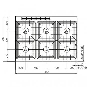 BERTOS ITALIA S900 - Gasherd 6 Brenner - Kochstellen mit Unterbau