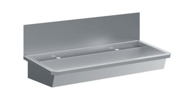 EDELSTAHL WASCHBECKEN 2 ABLASSHAHNE 1200MM  ABLAUFSTOPFEN UND SCHUTZWAND INKLUSIVE, EXKLUSIV HAHNE