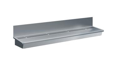 EDELSTAHL WASCHBECKEN 4 ABLASSHAHNE 2400MM  ABLAUFSTOPFEN UND SCHUTZWAND INKLUSIVE, EXKLUSIV HAHNE