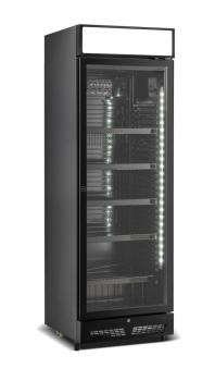 KÜHLSCHRANK 1 GLASTÜR SCHWARZ MIT CANOPY SVE-450 BLC