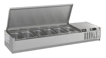 Preview: AUFSATZVITRINE EDELSTAHL DECKEL 1/4 GN x 5
