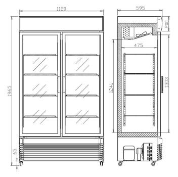 Preview: KÜHLSCHRANK MIT SCHIEBEGLASTÜREN BEZ-750 SL
