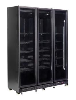 KÜHLSCHRANK 3 GLASTÜREN SCHWARZ NAP-1200  *TRANSPORT AUF ANFRAGE*