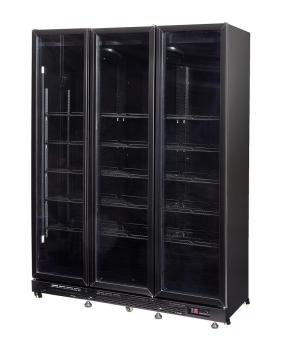 Preview: KÜHLSCHRANK 3 GLASTÜREN SCHWARZ NAP-1200  *TRANSPORT AUF ANFRAGE*