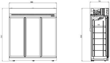 Preview: KÜHLSCHRANK 3 GLASTÜREN SCHWARZ INS-1530R BL
