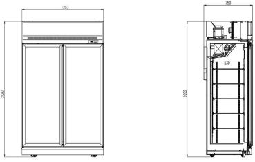 Preview: TIEFKÜHLSCHRANK 2 GLASTÜREN SCHWARZ INS-1000F BL  **Achtung, es liegt ein erhöhter Einschatlstrom vor, sodass ein Leitungsschutzschalter mit C-Charakteristik erforderlich ist.**