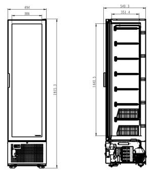 Preview: TIEFKÜHLSCHRANK 1 GLASTÜR 221L