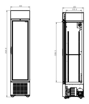 Preview: KÜHLSCHRANK 1 GLASTÜR SCHWARZ 232L *TRANSPORT AUF ANFRAGE*
