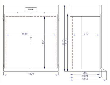 Preview: ROLL-IN KÜHLSCHRANK EDELSTAHL MONO BLOCK 1400 LTR