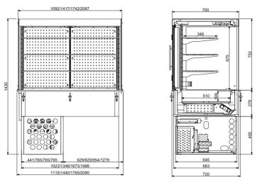 Preview: EINBAUKÜHLVITRINE ECKIG – GESCHLOSSEN 4/1 GN