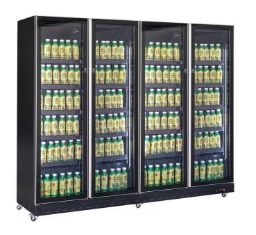 KÜHLSCHRANK 4 GLASTÜREN SCHWARZ   *TRANSPORT AUF ANFRAGE*