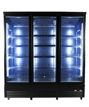 Preview: KÜHLSCHRANK 3 GLASTÜREN SCHWARZ CEB-1600R BL