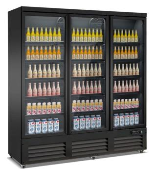 KÜHLSCHRANK 3 GLASTÜREN SCHWARZ CEB-1600R BL