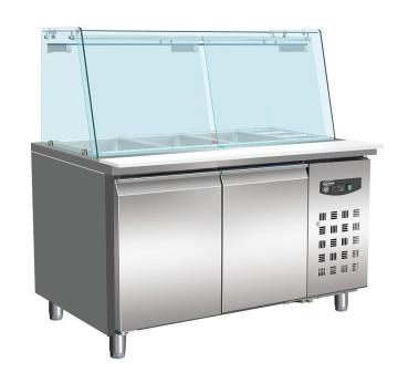 BÄCKEREI KÜHLTISCH MIT GLAS 2 TÜREN  4x 1/1 GN BEHÄLTER