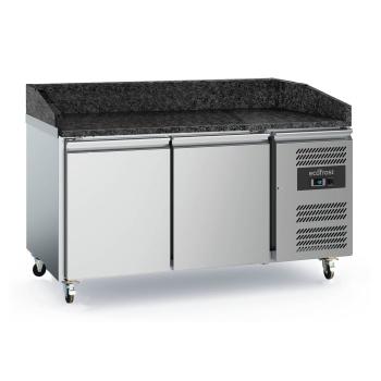 EcoFrost PIZZATISCH 600x400 | (° C) +2 /+8 | 2 TÜREN SCHWARZE GRANIT-ARBEITSPLATTE - MIT RÄDERSATZ