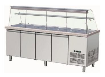 Salattheke mit Glasaufsatz 802 Liter - (BxTxH 2230 x 800 x 1400 mm)