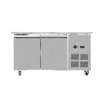 Skyrainbow SNACK-Line Bain-Marie Theke 4x GN1/1, Granit rosa-grau, 153x82x85,5 Glasaufbau Klarglas mit Zwischenablage, H=496mm