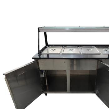 Preview: SNACK-Line Bain-Marie Theke 4x GN1/1, Granit Star Galaxy schwarz, 153x82x85,5 Glasaufbau Klarglas schwarzer Rand, ohne Zwischenablage, H=396mm