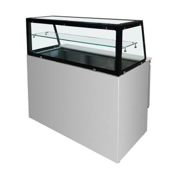 Preview: Saladette 3 Türen,137 x 70 gerader Glasaufbau, Klarglas mit schwarzem Rand