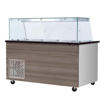 Skyrainbow SNACK-Line, Kalte Theke, 6x GN1/1, Granit Star Galaxy schwarz, 223x82x85.5 Glasaufbau Klarglas ohne Zwischenablage, H=396mm