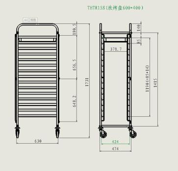 Preview: Tablettwagen, 15x Backnorm 40x60