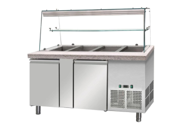 Preview: Salattheke mit Glasaufsatz 502 Liter - (BxTxH 1530 x 800 x 1400 mm)