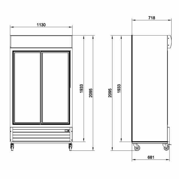 Getränkekühlschrank 1000 / 2 Schiebetüren