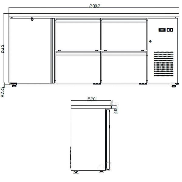 Barkühltisch schwarz / 6 Schubladen - 425 l