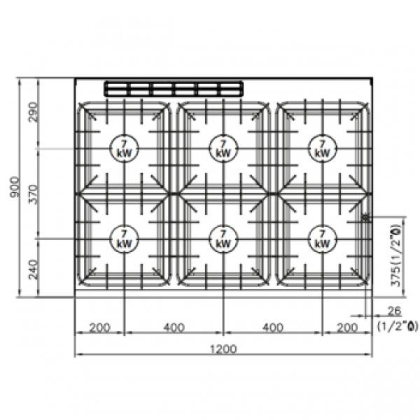 BERTOS ITALIA S900 - Gasherd 6 Brenner - Kochstellen mit Unterbau