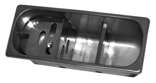 SPÜLBECKE FÜR EISLÖFFEL 270X110X120  MIT WASSERABLAUFLOCH, WASSERANSCHLUSS UND ÜBERLAUFROHR