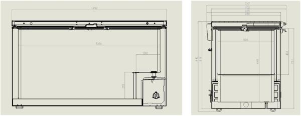 TIEFKÜHLTRUHE EDELSTAHL DECKEL 469 L
