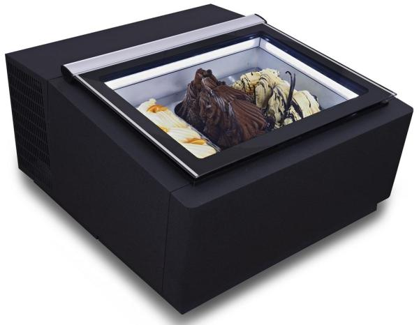 TISCHMODELL SPEISEISVITRINE SCHWARZ  ÖFFNET AUF DER KUNDENSEITE