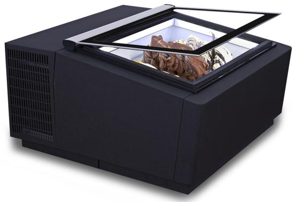 TISCHMODELL SPEISEISVITRINE SCHWARZ  ÖFFNET AUF DER KUNDENSEITE
