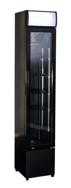 KÜHLSCHRANK GLASTÜR SCHMALL SCHWARZ