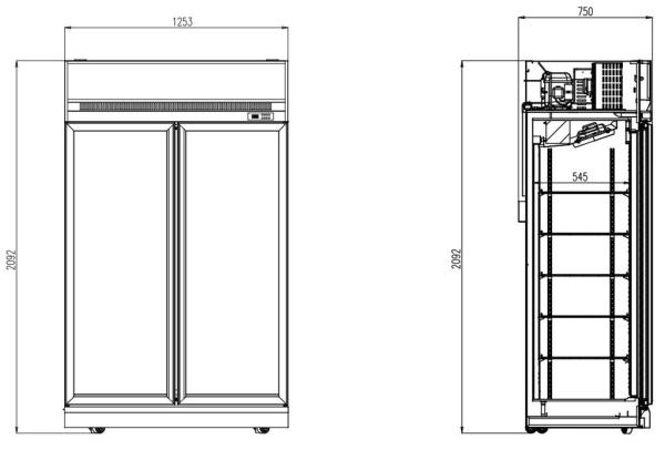 KÜHLSCHRANK 2 GLASTÜREN INS-1000R