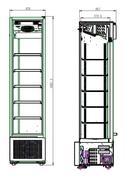 KÜHLSCHRANK 1 GLASTÜR SCHWARZ 221L