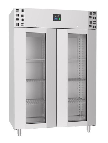 TIEFKÜHLSCHRANK EDELSTAHL GLASTÜR MONO BLOCK 1400 LTR