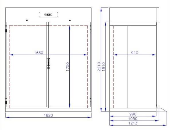 ROLL-IN TIEFKÜHLSCHRANK EDELSTAHL MONO BLOCK 1400 LTR