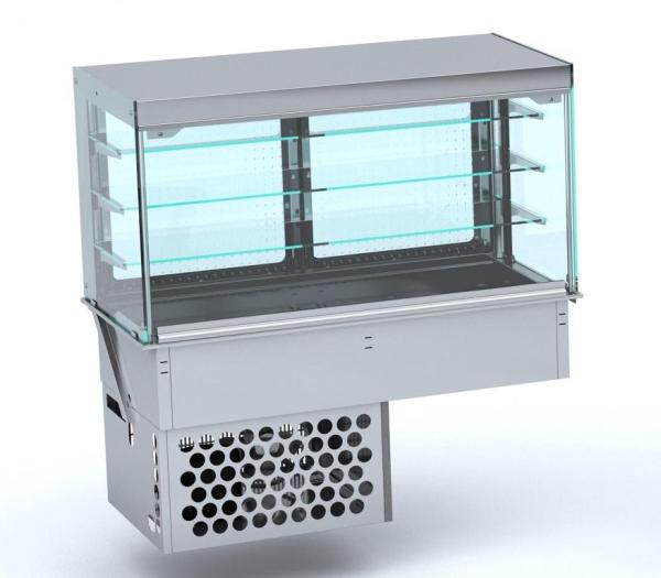 EINBAUKÜHLVITRINE ECKIG – GESCHLOSSEN 4/1 GN