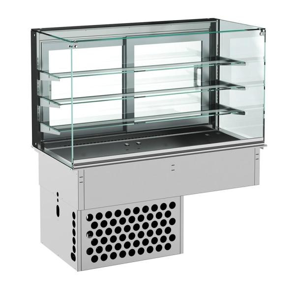 EINBAUKÜHLVITRINE ECKIG – GESCHLOSSEN 5/1 GN