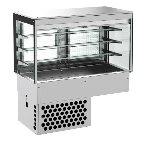 EINBAUKÜHLVITRINE ECKIG – MIT ROLLVORHANG 3/1 GN