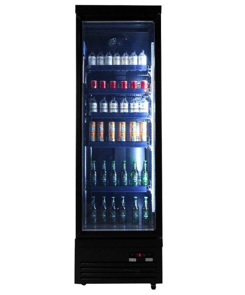 KÜHLSCHRANK 1 GLASTÜR SCHWARZ CEB-500R BL