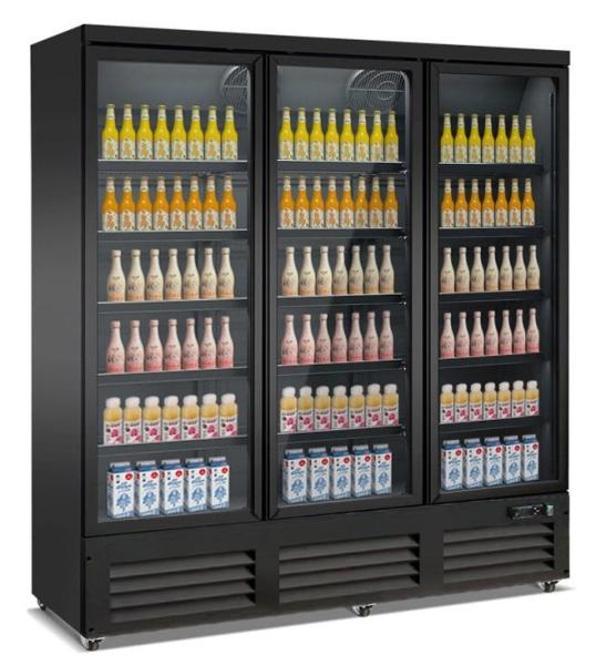 KÜHLSCHRANK 3 GLASTÜREN SCHWARZ CEB-1600R BL