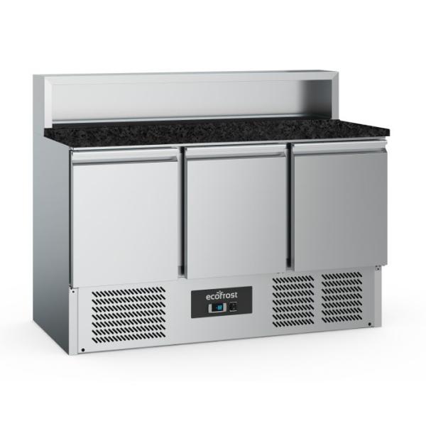 EcoFrost PIZZATISCH 8x1/6GN | (° C) +2 / + 8 | 3 TÜREN SCHWARZE GRANIT