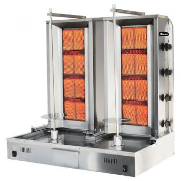 Dönergrill Gyrosgrill Hakiki 4+4 Spießgrill für 2x70KG (Erdgas) inkl. Propangasdüsen