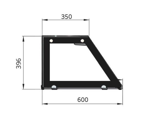 SNACK-Line, Kalte Theke, 4x GN1/1, Granit Star Galaxy schwarz, 153x82x85.5 Glasaufbau Klarglas schwarzer Rand, ohne Zwischenablage H=396mm