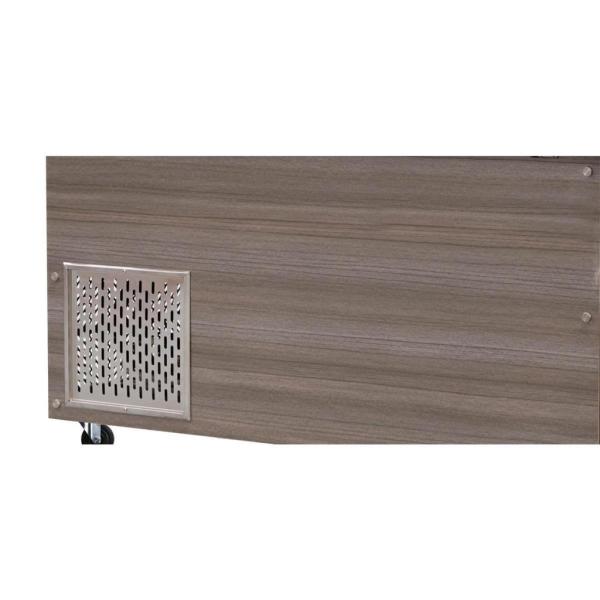 Skyrainbow SNACK-Line, Kalte Theke, 6x GN1/1, Granit rosa-grau, 223x82x85.5 Glasaufbau Klarglas schwarzer Rand, ohne Zwischenablage H=396mm