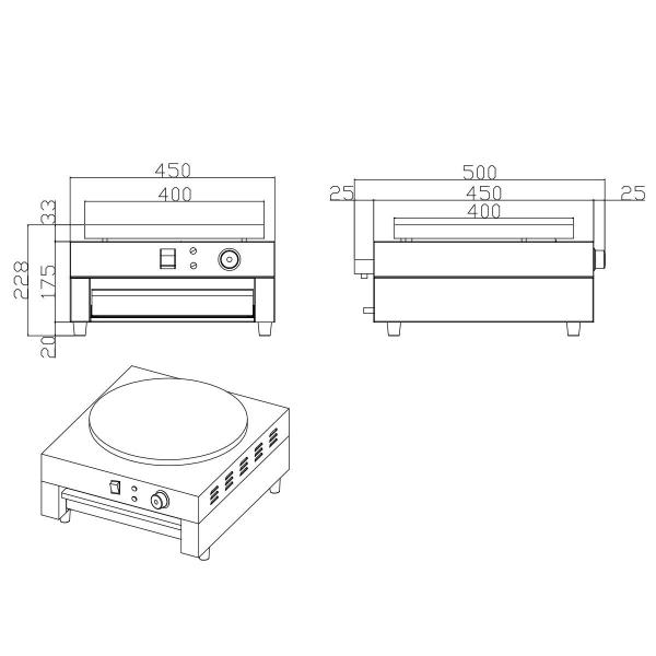 Elektro Crêpes Gerät 1 Platte 40cm 3KW